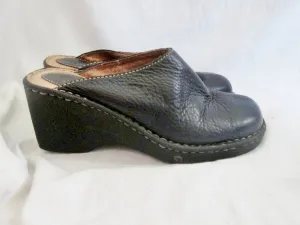 Womens BORN Leather Clog Shoe Slip-On Loafer Comfort Walking BLACK 7 Mule