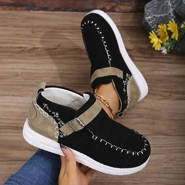 Women's Flat Suede Buckle Slip-On Loafers 68817042C