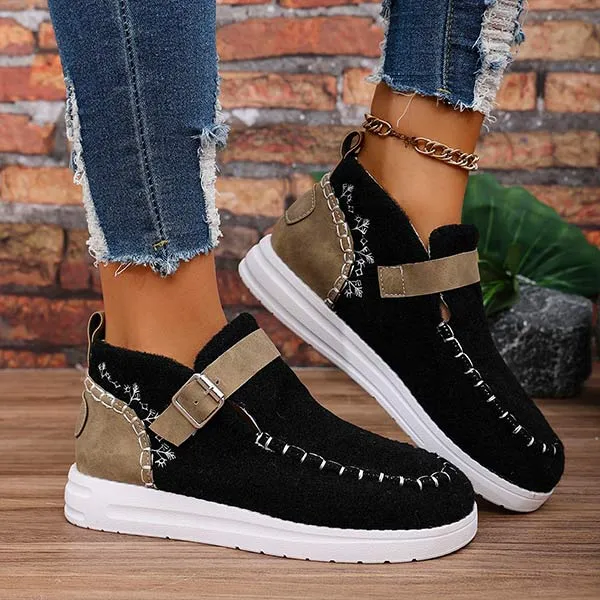 Women's Flat Suede Buckle Slip-On Loafers 68817042C