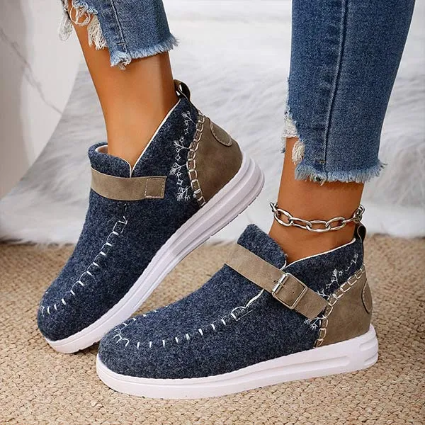 Women's Flat Suede Buckle Slip-On Loafers 68817042C