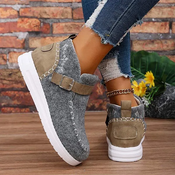 Women's Flat Suede Buckle Slip-On Loafers 68817042C