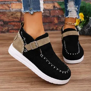 Women's Flat Suede Buckle Slip-On Loafers 68817042C