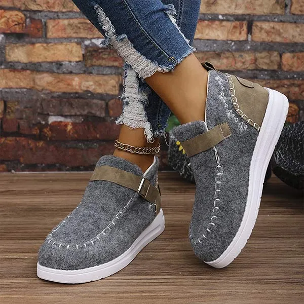 Women's Flat Suede Buckle Slip-On Loafers 68817042C