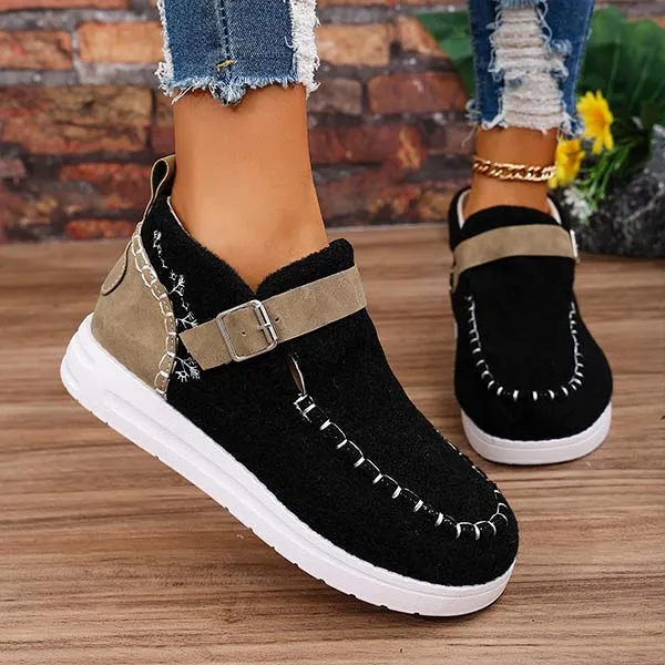 Women's Flat Suede Buckle Slip-On Loafers 68817042C