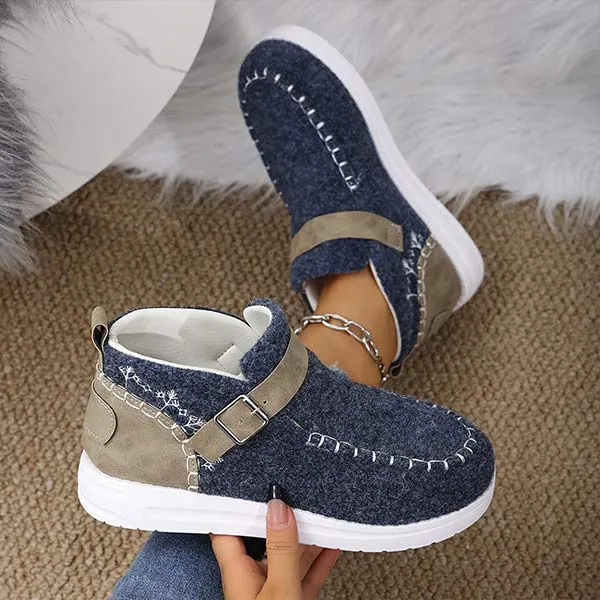 Women's Flat Suede Buckle Slip-On Loafers 68817042C