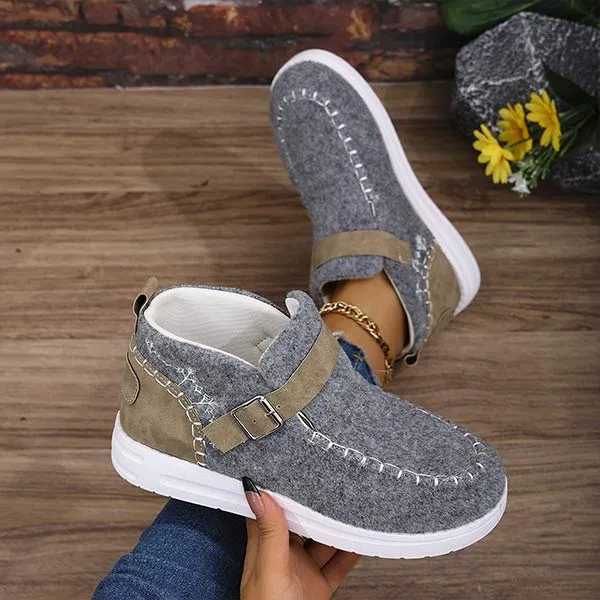 Women's Flat Suede Buckle Slip-On Loafers 68817042C
