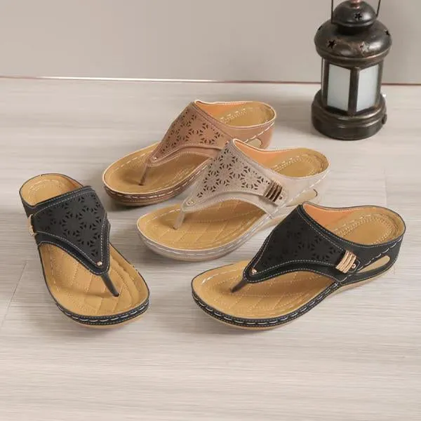 Women's Hollow Metal Thick-soled Flip Flops 30058702C