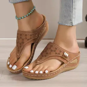 Women's Hollow Metal Thick-soled Flip Flops 30058702C