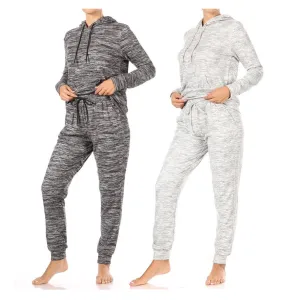 Womens Jogger Set Fleece Lined Warm Casual Sweatpants and Matching Hoodie Set