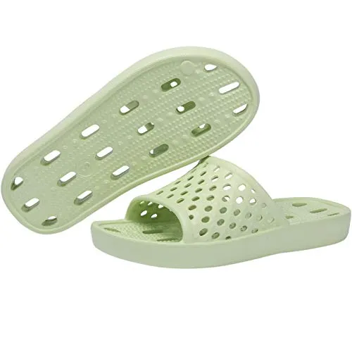WOTTE Shower Sandals Women Quick Drying Bath Slippers Non Slip Dorm Shoes Size 5.5 Green