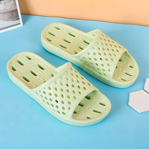WOTTE Shower Sandals Women Quick Drying Bath Slippers Non Slip Dorm Shoes Size 5.5 Green