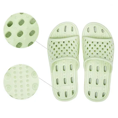 WOTTE Shower Sandals Women Quick Drying Bath Slippers Non Slip Dorm Shoes Size 5.5 Green