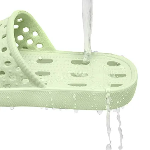 WOTTE Shower Sandals Women Quick Drying Bath Slippers Non Slip Dorm Shoes Size 5.5 Green
