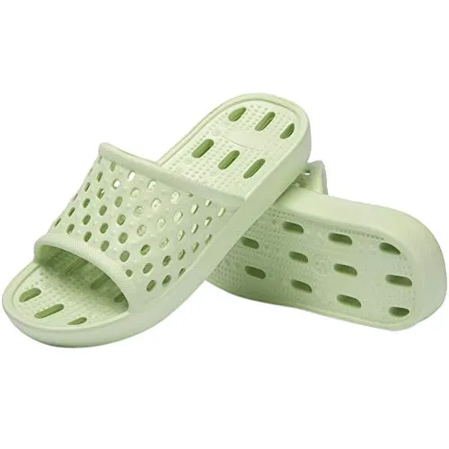 WOTTE Shower Sandals Women Quick Drying Bath Slippers Non Slip Dorm Shoes Size 5.5 Green